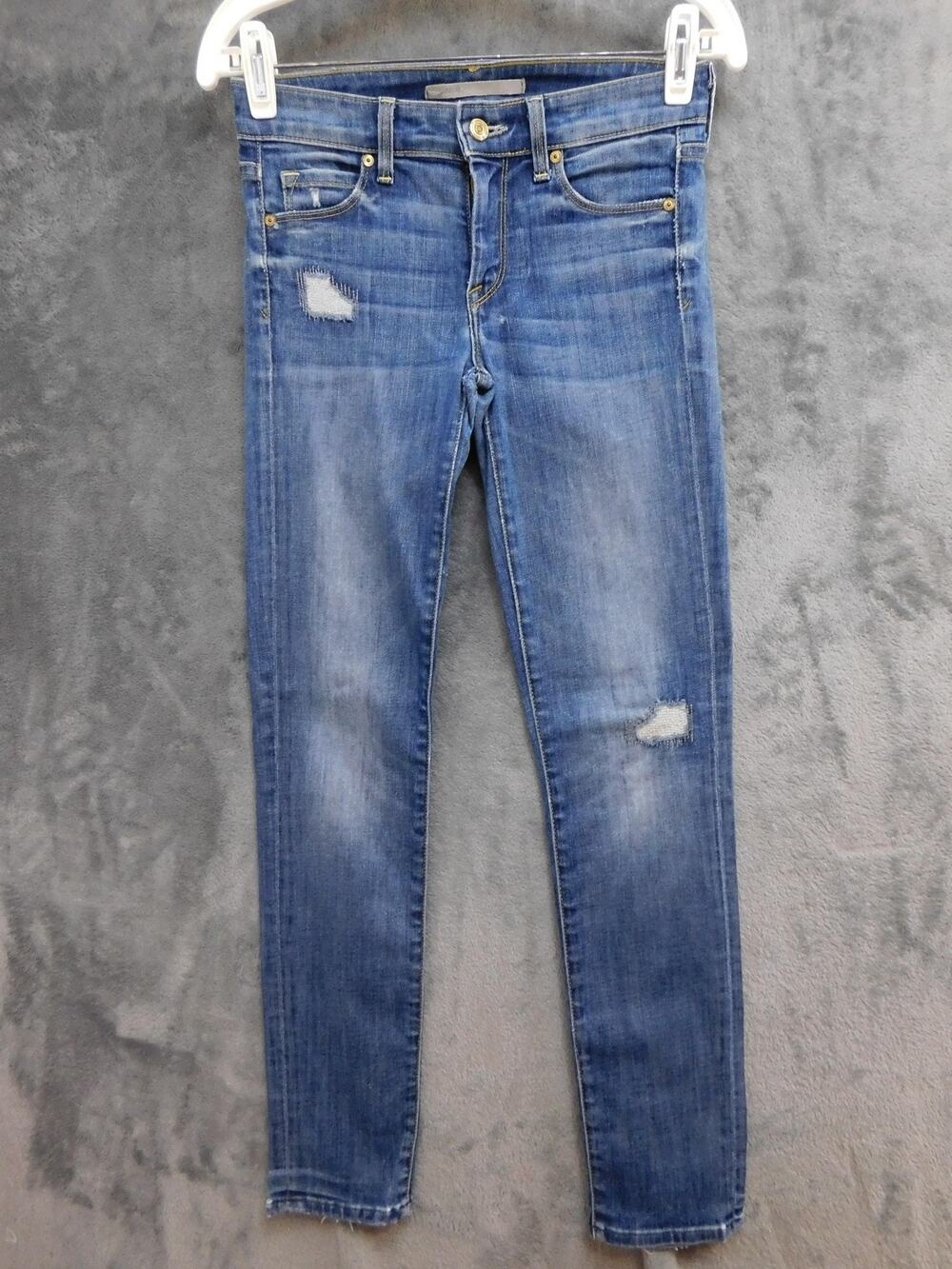 Vince Jeans Womens 26 Blue Skinny Distressed Stretch Medium Wash Denim 29 Inseam